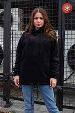 Oversized warm fleece hoodie in black Without 8042741 photo №3