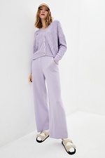 Warm lilac knitted palazzo pants with drawstring  4037742 photo №2