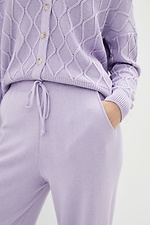 Ciepłe spodnie palazzo z dzianiny w kolorze liliowym ze sznurkiem  4037742 zdjęcie №4