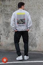Herren Sweatshirt aus Fleece in Übergröße mit Monalisa Aufdruck Grau Without 8055742 Foto №2