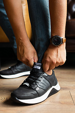 Black leather sneakers for men for the city  8018743 photo №3