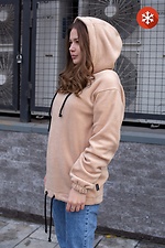 Warm oversized fleece hoodie in beige Without 8042744 photo №2