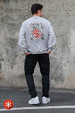 Herren Sweatshirt aus isoliertem Fleece in Übergröße mit Money Grafity Aufdruck Grau Without 8055744 Foto №2
