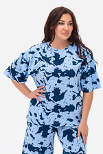 Women's summer suit t-shirt and shorts blue with print Garne 3034745 photo №3