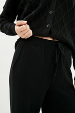 Теплые вязаные штаны палаццо черного цвета на завязках 4037745 фото №4