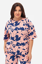Women's summer suit t-shirt and shorts pink print Garne 3034746 photo №3