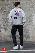 Мужской Утепленный Оверсайз Свитшот На Флисе С Принтом Moon Gray Without 8055746 фото №2
