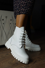 Белые осенние ботинки берцы на байке кожаные 8018748 фото №3
