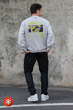 Isoliertes Fleece-Sweatshirt in Übergröße für Männer mit Pop Culture-Aufdruck in Grau Without 8055748 Foto №2