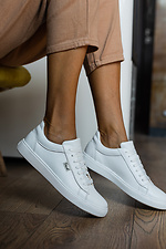 Women's white leather sneakers  8018750 photo №3