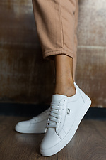 Women's white leather sneakers  8018750 photo №5