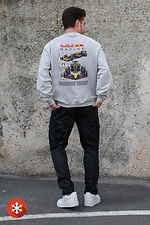 Herren Sweatshirt aus Fleece in Übergröße mit Redbull Aufdruck Grau Without 8055750 Foto №2