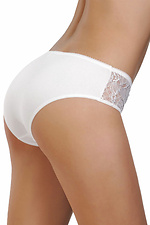 White cotton mid-rise panties with lace barrels ORO 4019752 photo №2