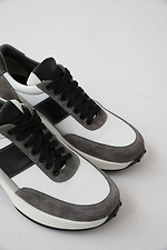 Women's leather sneakers with dark inserts  4205754 photo №3