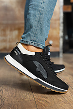 Black leather sneakers for men for the city 8018757 photo №1