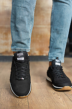Черные кожаные кроссовки мужские для города  8018757 фото №2