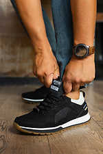 Black leather sneakers for men for the city 8018757 photo №3