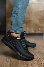 Schwarze Ledersneaker für Herren 8018758 Foto №2