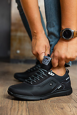 Men's black leather sneakers  8018758 photo №4