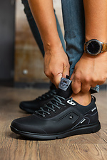 Schwarze Ledersneaker für Herren 8018758 Foto №4