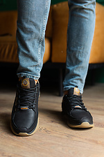 Черные кожаные кроссовки мужские для города  8018760 фото №2
