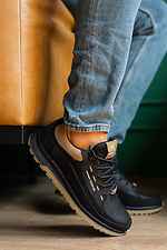 Черные кожаные кроссовки мужские для города  8018760 фото №4