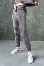 Велюрові спортивні штани на манжетах із вишивкою GARD 8011761 фото №2