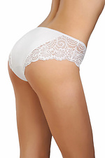 Mid-rise cotton mini-shorts in white with lace barrels ORO 4019762 photo №2