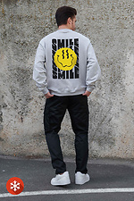 Isoliertes Fleece-Sweatshirt in Übergröße für Herren mit Smile-Aufdruck Grau Without 8055762 Foto №2