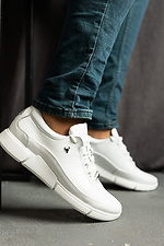 Белые кожаные кроссовки мужские для города 8018764 фото №5