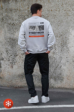 Men's Insulated Oversized Fleece Sweatshirt With Streetwear Gray Print Without 8055764 photo №2