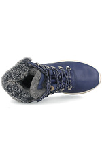 Низкие зимние ботинки женские из синей натуральной кожи Forester 4101765 фото №4