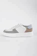 Light leather sneakers for the summer with colored inserts  4205765 photo №1