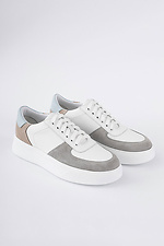 Light leather sneakers for the summer with colored inserts 4205765 photo №1