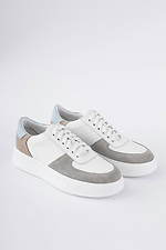 Light leather sneakers for the summer with colored inserts  4205765 photo №2