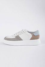 Light leather sneakers for the summer with colored inserts 4205765 photo №2