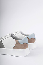 Light leather sneakers for the summer with colored inserts  4205765 photo №3