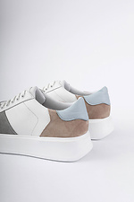 Light leather sneakers for the summer with colored inserts 4205765 photo №3