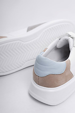 Light leather sneakers for the summer with colored inserts  4205765 photo №4