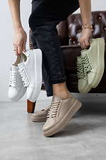 Spring women's sneakers made of white genuine leather  8019765 photo №3