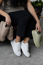 Spring women's sneakers made of white genuine leather  8019765 photo №4