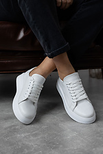 Spring women's sneakers made of white genuine leather  8019765 photo №5