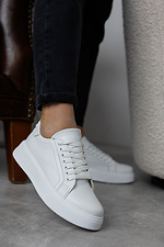 Spring women's sneakers made of white genuine leather  8019765 photo №7