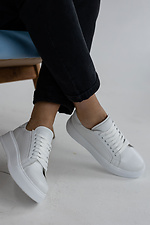 Spring women's sneakers made of white genuine leather  8019765 photo №8