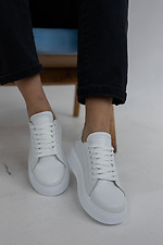 Spring women's sneakers made of white genuine leather  8019765 photo №9