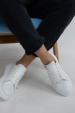 Spring women's sneakers made of white genuine leather  8019765 photo №10