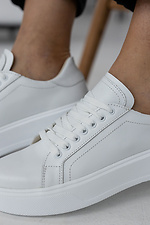 Spring women's sneakers made of white genuine leather  8019765 photo №11