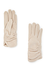 Утепленные бархатные перчатки бежевого цвета  4007766 фото №1