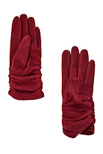 Утеплені оксамитові рукавички бордового кольору  4007767 фото №1