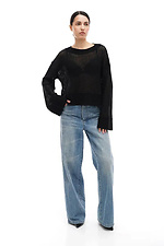 Halbtransparenter Damen-Strickpullover in Schwarz  4038767 Foto №2